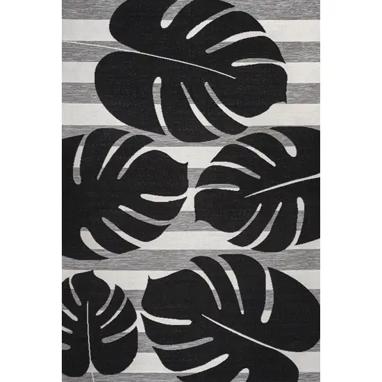 Black And Gray Floral Indoor Outdoor Area Rug Photo 1