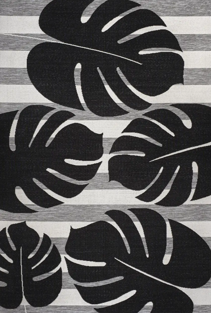 Black And Gray Floral Indoor Outdoor Area Rug Photo 1