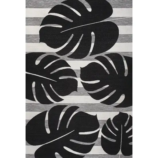 Black And Gray Floral Indoor Outdoor Area Rug Photo 2