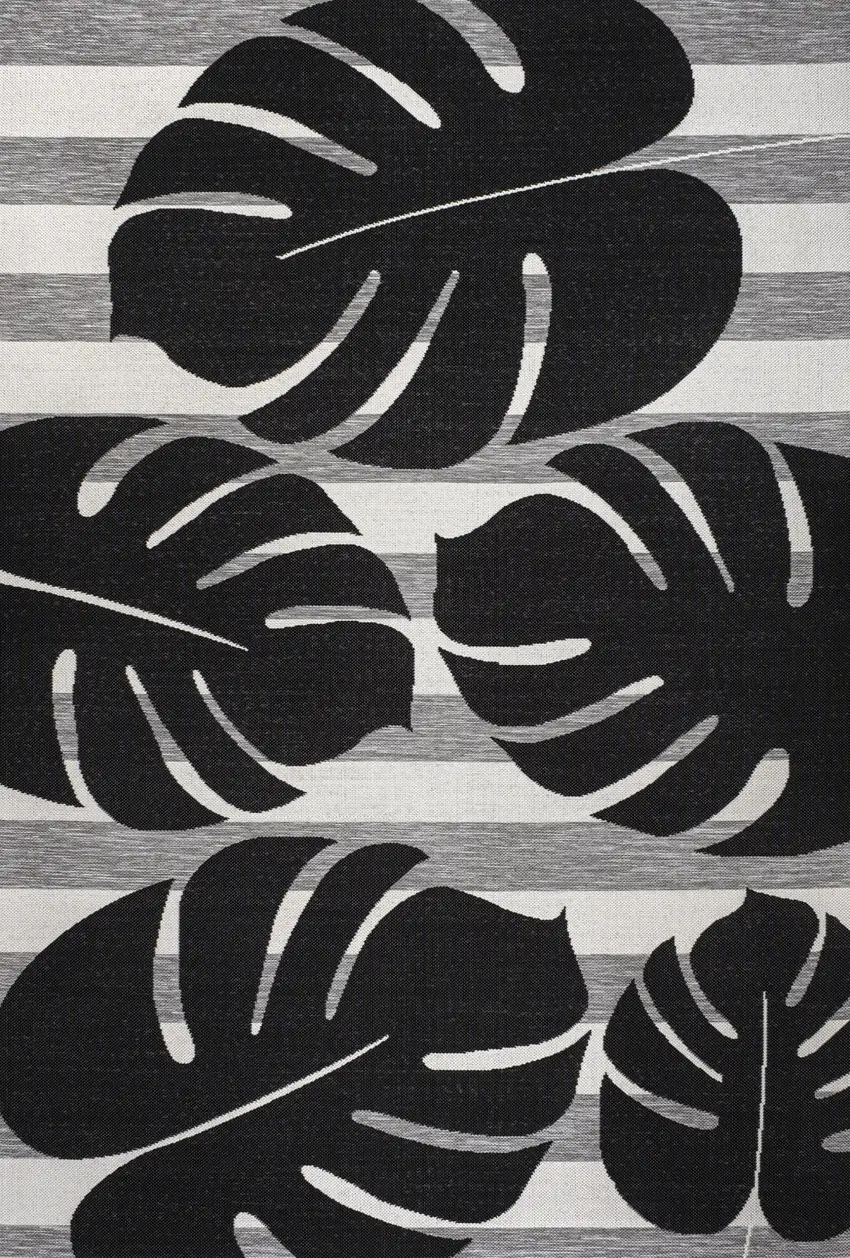 Black And Gray Floral Indoor Outdoor Area Rug Photo 2