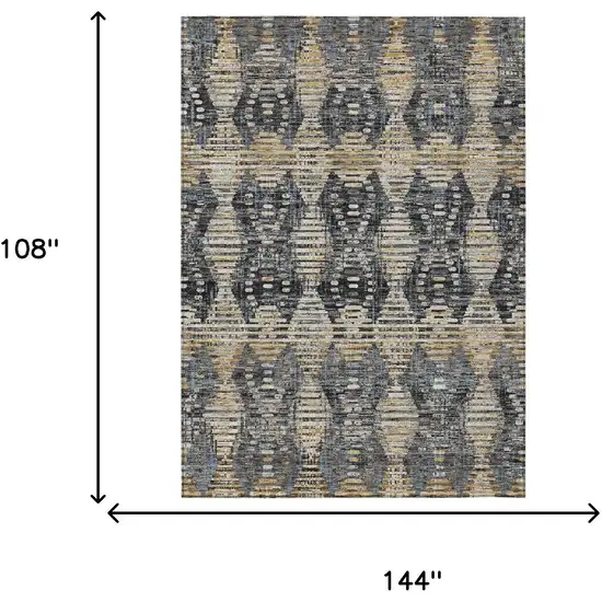 Black And Gray Floral Medallion Washable Indoor Outdoor Area Rug Photo 6