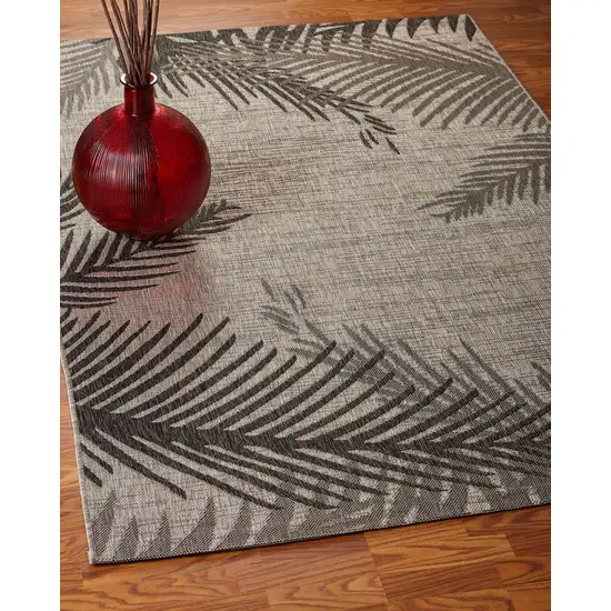 Black And Gray Floral Square Rug Photo 7