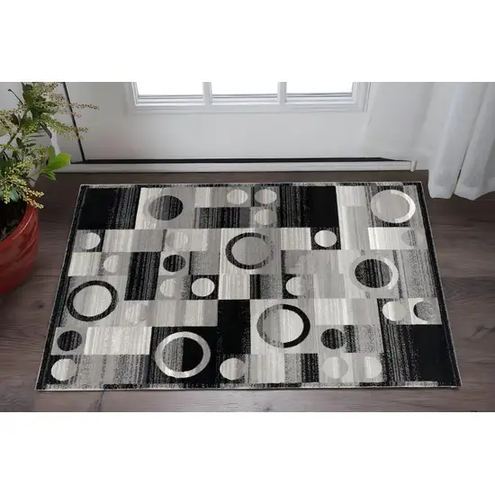 Black And Gray Geometric Area Rug Photo 1