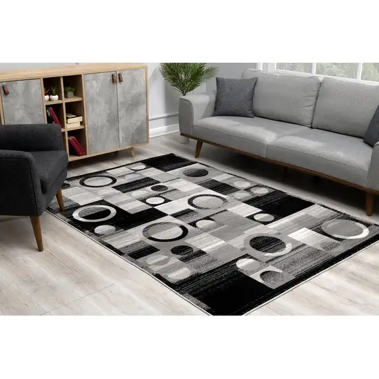Black And Gray Geometric Area Rug Photo 9