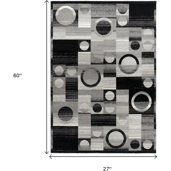 Black And Gray Geometric Area Rug Photo 3