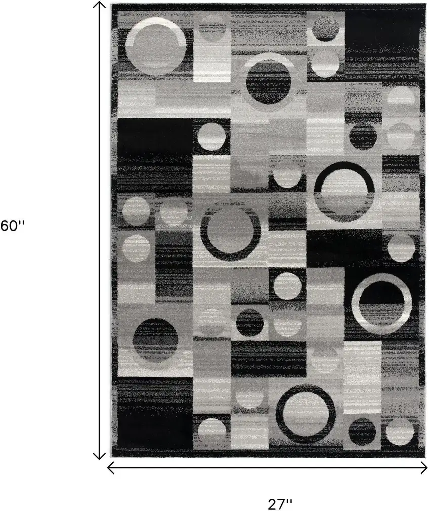 Black And Gray Geometric Area Rug Photo 3