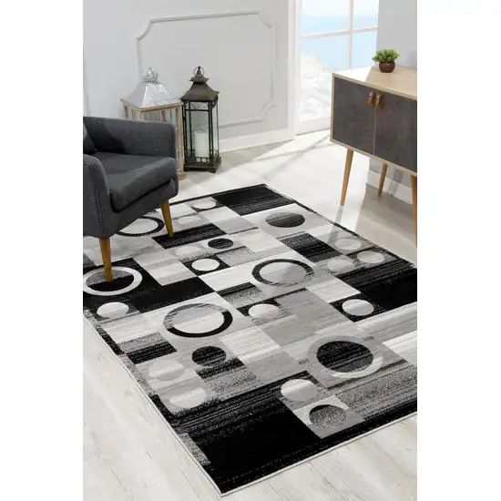 Black And Gray Geometric Area Rug Photo 8