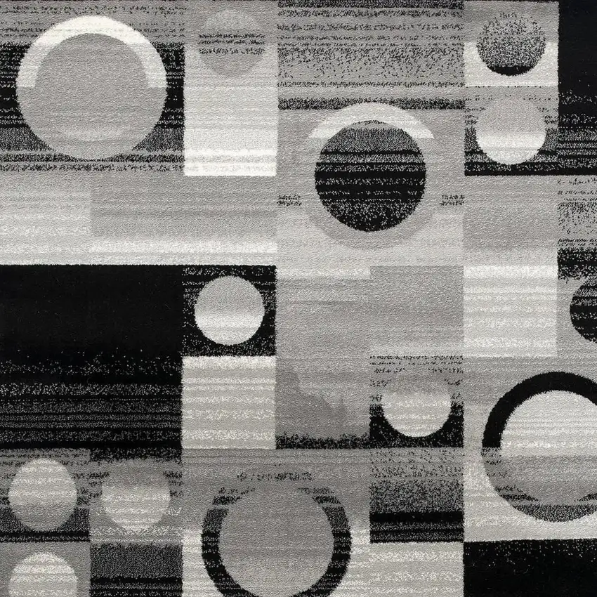 Black And Gray Geometric Area Rug Photo 5