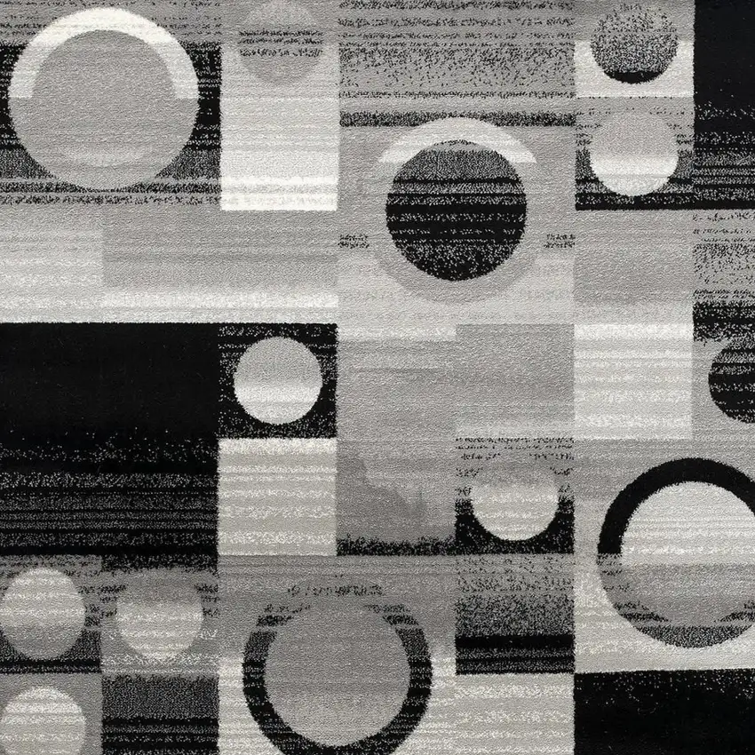 Black And Gray Geometric Area Rug Photo 4