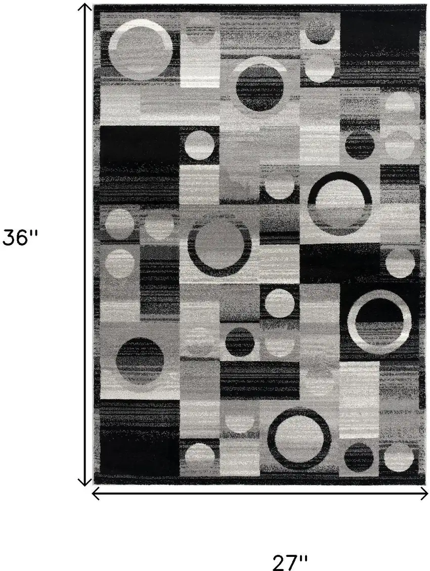 Black And Gray Geometric Area Rug Photo 3