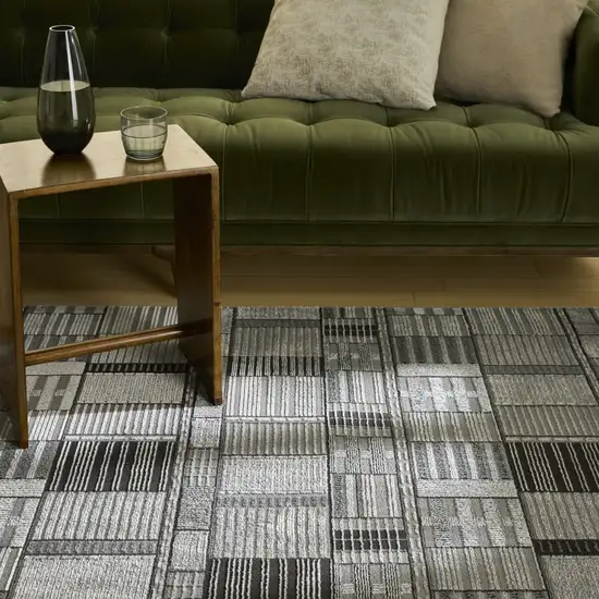 Black And Gray Geometric Area Rug Photo 5