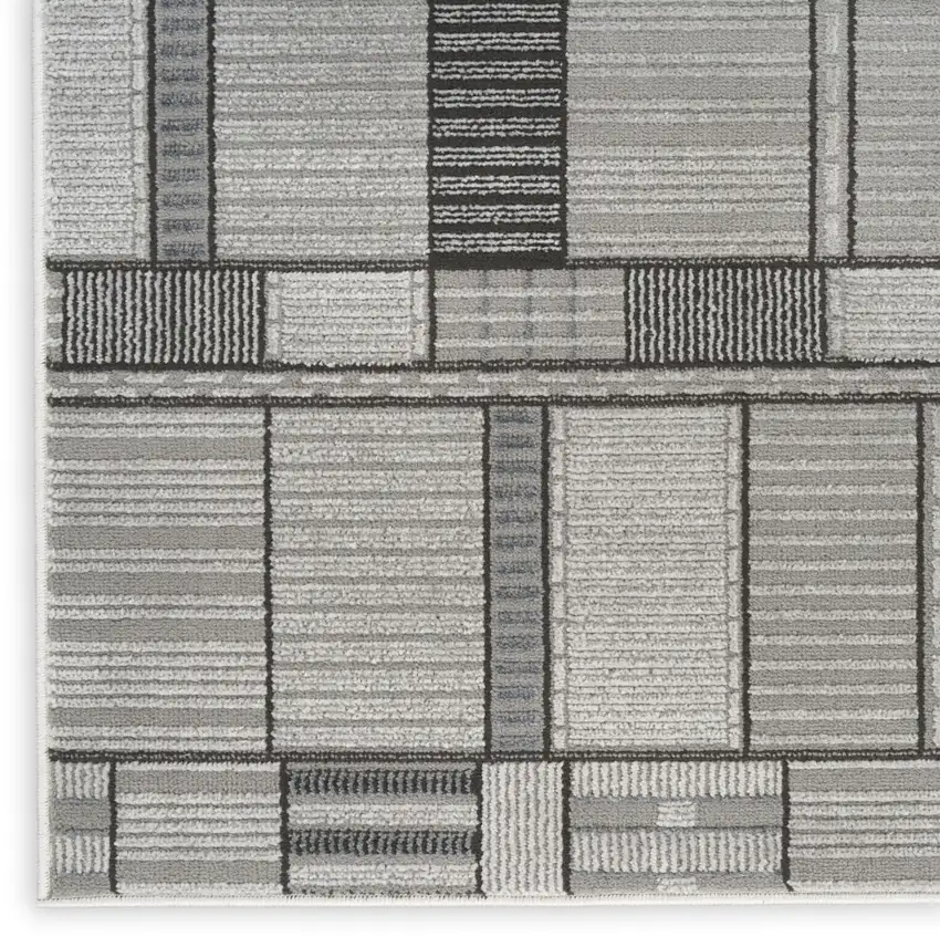 Black And Gray Geometric Area Rug Photo 7