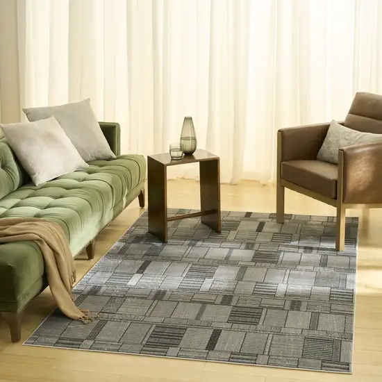 Black And Gray Geometric Area Rug Photo 6