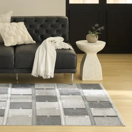 Black And Gray Geometric Area Rug Photo 4