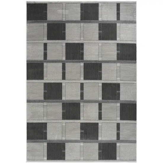 Black And Gray Geometric Area Rug Photo 6