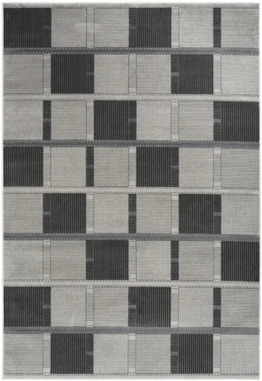 Black And Gray Geometric Area Rug Photo 6