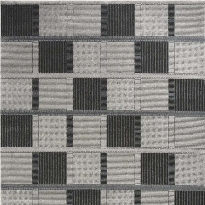 Black And Gray Geometric Area Rug Photo 7