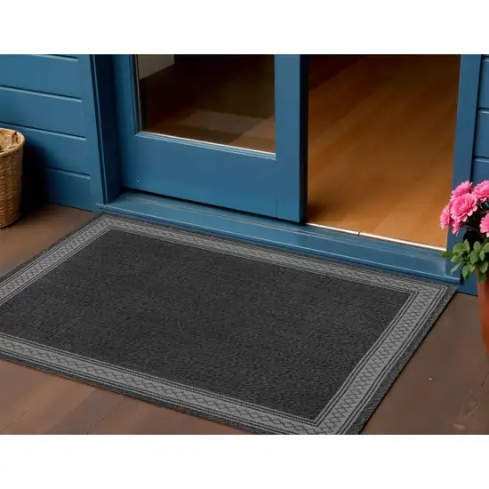 Black And Gray Geometric Indoor Outdoor Area Rug Photo 1