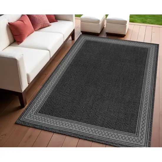 Black And Gray Geometric Indoor Outdoor Area Rug Photo 1