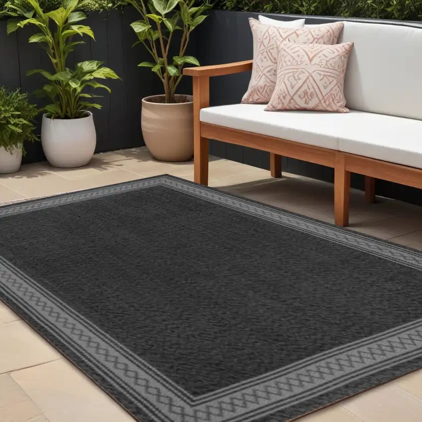Black And Gray Geometric Indoor Outdoor Area Rug Photo 1