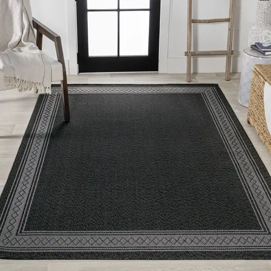 Black And Gray Geometric Indoor Outdoor Area Rug Photo 7