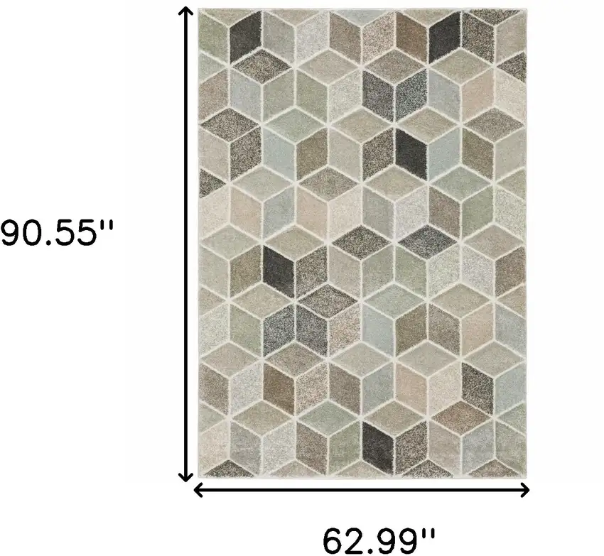 Black And Gray Geometric Power Loom Area Rug Photo 10