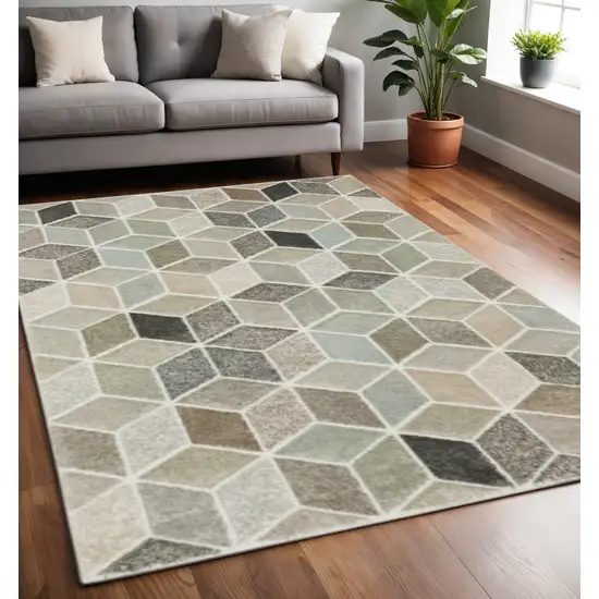 Black And Gray Geometric Power Loom Area Rug Photo 1
