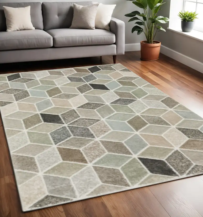 Black And Gray Geometric Power Loom Area Rug Photo 1