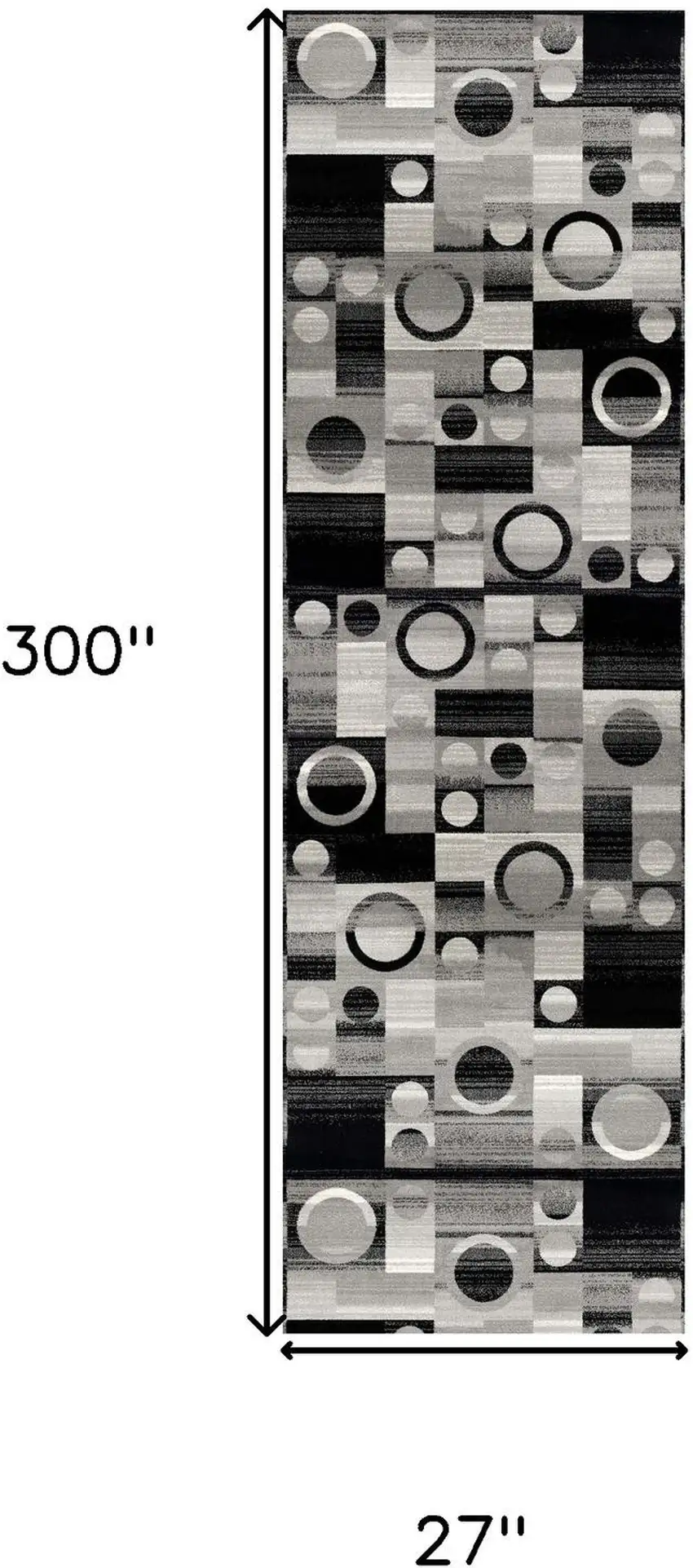 Black And Gray Geometric Runner Rug Photo 3