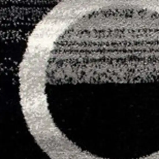 Black And Gray Geometric Runner Rug Photo 5