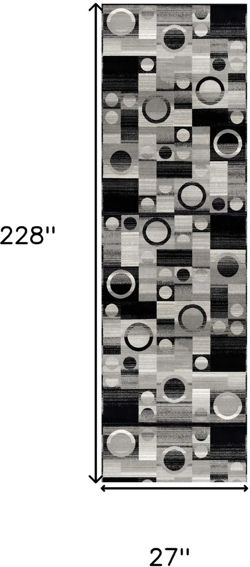 Black And Gray Geometric Runner Rug Photo 3