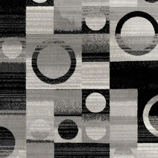 Black And Gray Geometric Runner Rug Photo 4