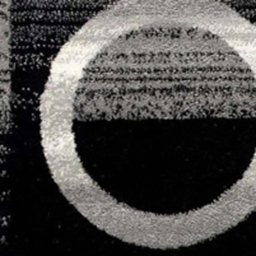 Black And Gray Geometric Runner Rug Photo 4