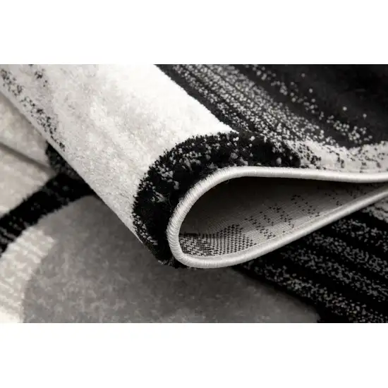 Black And Gray Geometric Runner Rug Photo 6