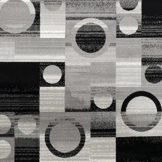 Black And Gray Geometric Square Rug Photo 3