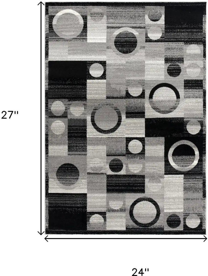 Black And Gray Geometric Square Rug Photo 3