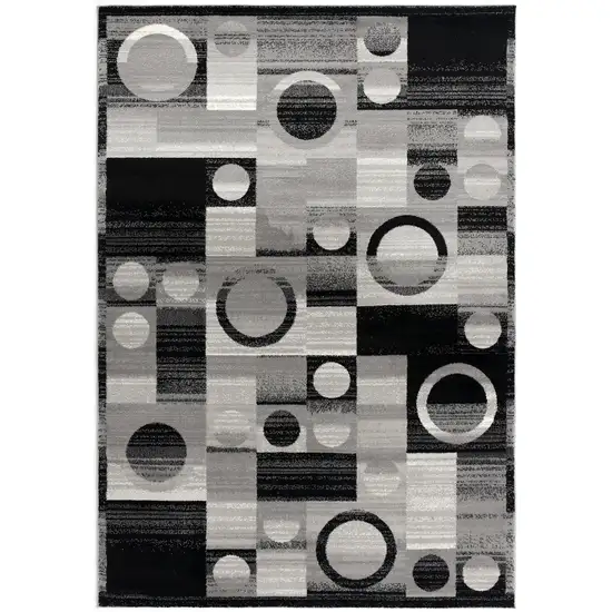 Black And Gray Geometric Square Rug Photo 2