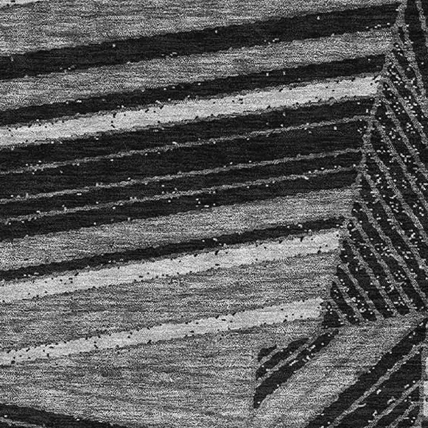 Black And Gray Geometric Washable Area Rug With UV Protection Photo 3