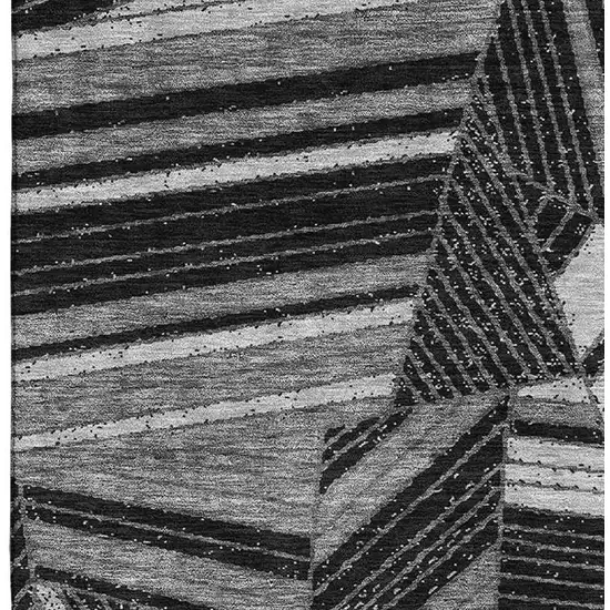 Black And Gray Geometric Washable Area Rug With UV Protection Photo 4