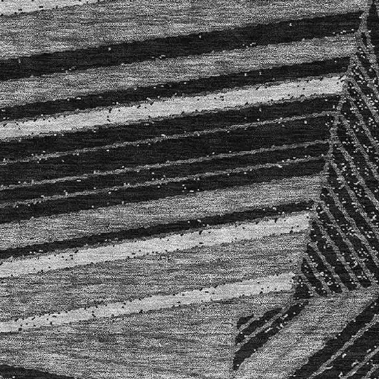 Black And Gray Geometric Washable Area Rug With UV Protection Photo 3
