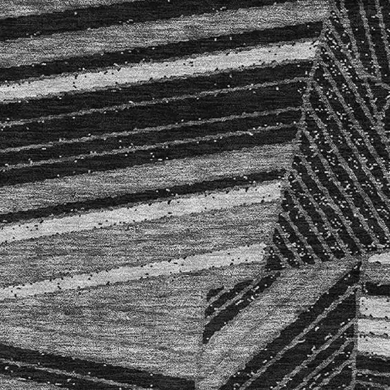 Black And Gray Geometric Washable Area Rug With UV Protection Photo 3