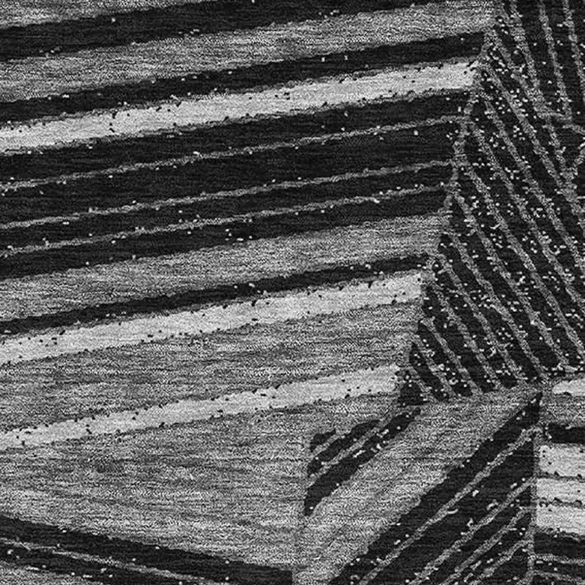 Black And Gray Geometric Washable Area Rug With UV Protection Photo 3