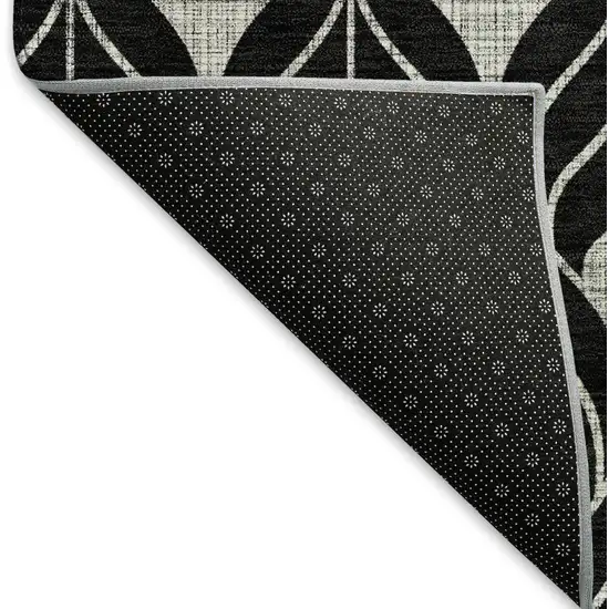 Black And Gray Geometric Washable Area Rug With UV Protection Photo 6