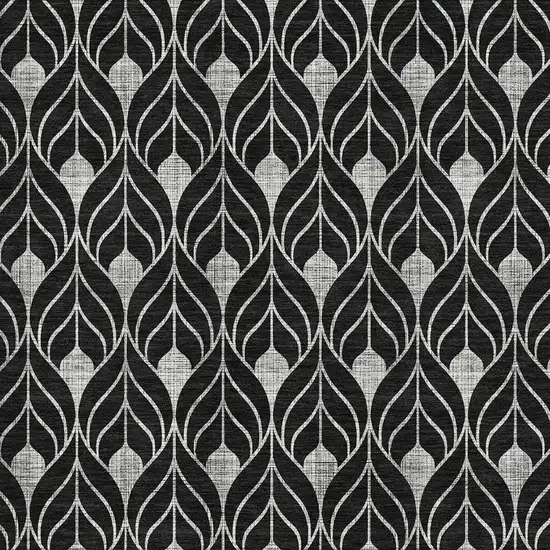 Black And Gray Geometric Washable Area Rug With UV Protection Photo 2