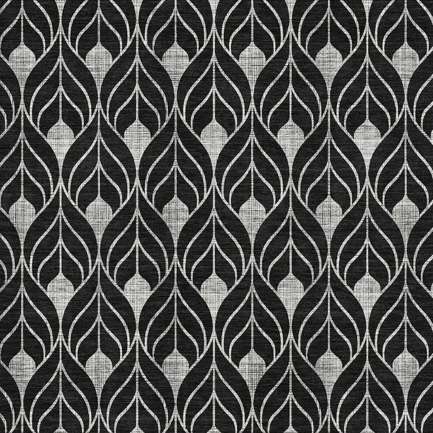 Black And Gray Geometric Washable Area Rug With UV Protection Photo 2