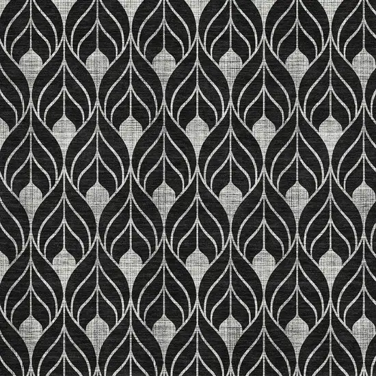 Black And Gray Geometric Washable Area Rug With UV Protection Photo 2