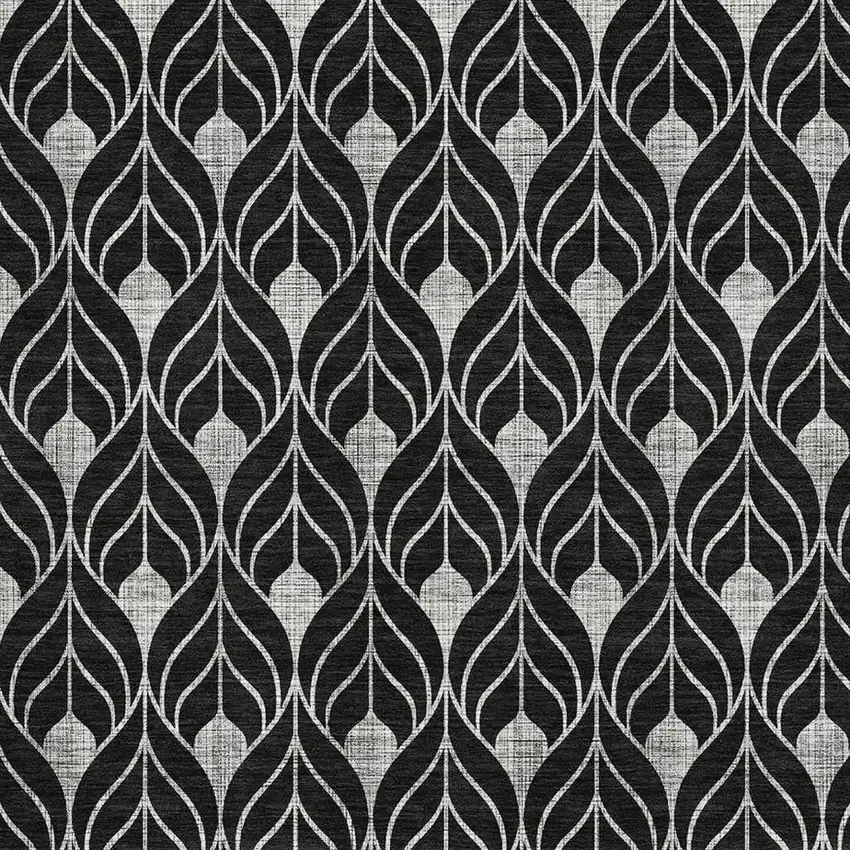 Black And Gray Geometric Washable Area Rug With UV Protection Photo 2