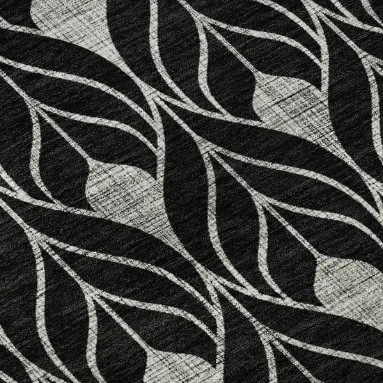 Black And Gray Geometric Washable Area Rug With UV Protection Photo 9
