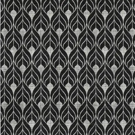 Black And Gray Geometric Washable Area Rug With UV Protection Photo 3