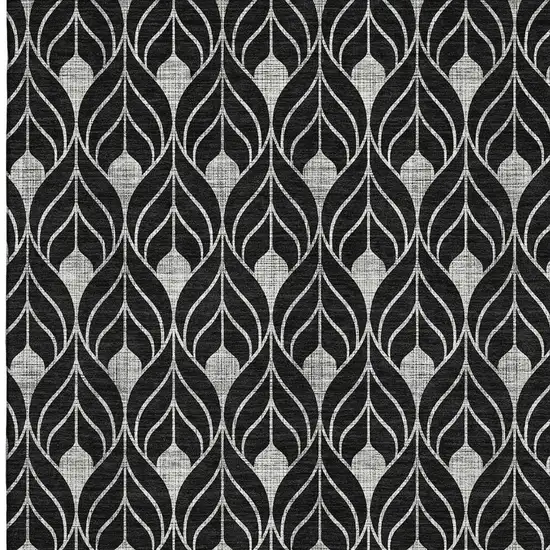 Black And Gray Geometric Washable Area Rug With UV Protection Photo 2
